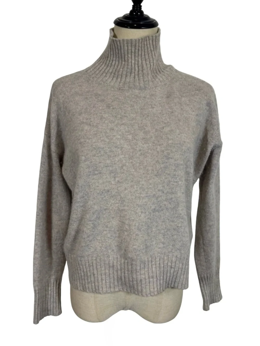 Free People Poppy 100% Cashmere Turtleneck Boxy Sweater in Sterling Gray